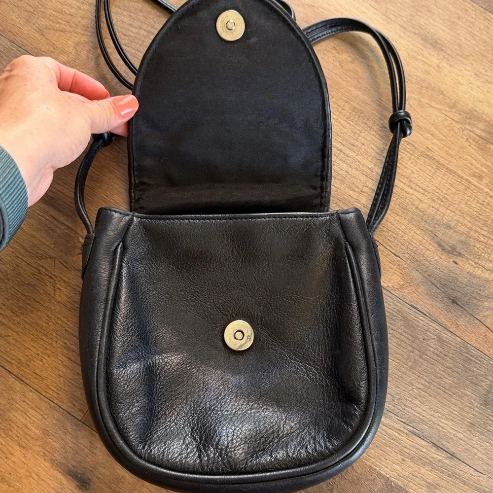 Brighton black soft leather bag with heart charm snap